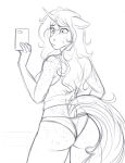  anthro askbubblelee bubble_lee_(character) butt catnamedfish clothing cutie_mark equine fan_character female freckles hair hi_res horn mammal my_little_pony pose seaside solo unicorn 