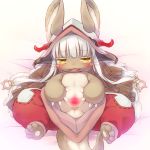  anthro anus blush censored female hair hollow_(species) lagomorph looking_at_viewer lying made_in_abyss mammal nanachi presenting presenting_pussy pussy solo spread_pussy spreading teeth unknown_artist white_hair yellow_eyes 