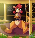  anthro big_butt bottomless butt clothed clothing digital_media_(artwork) female fur green_eyes hair ikaribunbun kangaroo mammal marsupial nude presenting pussy red_hair sheila_(spyro) solo spyro_the_dragon video_games 