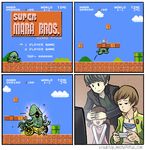  2girls ?_block comic covering_eyes dickhead doujima_nanako english game_console gameplay_mechanics jack_frost jonathan_kim mara_(megami_tensei) mario_(series) multiple_girls narukami_yuu parody penis persona persona_4 phallic_symbol pill playing_games satonaka_chie super_mario_bros. warp_pipe wii 