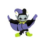  2018 3d_(artwork) animated blue_skin clothed clothing dancing deltarune digital_media_(artwork) fortnite fortnite_orange_justice gloves hat humanoid imp jester jevil_(deltarune) looking_at_viewer male meme not_furry open_mouth orange_justice pointy_ears simple_background smile solo teeth unknown_artist video_games yellow_teeth 