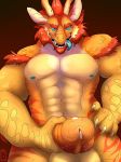 anthro balls beard bedroom_eyes dragon erection facial_hair half-closed_eyes horn looking_at_viewer male mochashep muscular muscular_male nude pecs penis penis_towards_viewer precum scalie seductive solo standing thick_penis tongue tongue_out 