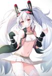  ahoge animal_ears azur_lane bangs bare_shoulders belt belt_buckle black_jacket blurry blush breasts buckle bunny_ears cleavage closed_mouth collarbone commentary_request contrapposto cowboy_shot depth_of_field detached_sleeves expressionless fake_animal_ears groin hair_between_eyes hairband hands_up head_tilt highres jacket kiyosato0928 laffey_(azur_lane) long_hair long_sleeves looking_at_viewer miniskirt navel open_clothes open_jacket pleated_skirt red_eyes remodel_(azur_lane) sidelocks simple_background skirt sleeves_past_wrists small_breasts solo standing stomach thighhighs twintails very_long_hair white_background white_bikini_top white_hair white_legwear white_skirt wind wind_lift 