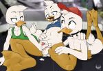  anthro avian balls bird brothers cub dewey_duck duck eldiman handjob huey_duck incest louie_duck male male/male penis sex sibling triplets young 