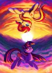  2018 absurd_res day duo equestria_girls equine female friendship_is_magic hi_res horn jowybean mammal moon my_little_pony night star sun sunset_shimmer_(eg) twilight_sparkle_(mlp) unicorn winged_unicorn wings yin_yang 