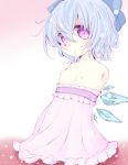  amputee blue_hair blush bow breasts cirno hair_bow ice ice_wings inasa_orange looking_at_viewer nipples purple_eyes quadruple_amputee short_hair small_breasts solo touhou wings 