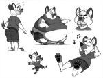  anthro barefoot belly belly_overhang belt big_belly burger chubby_cheeks claws eating eyes_closed faerfax food fur grin hands_behind_head hyena hyper hyper_belly love_handles male mammal midriff miles_(glamator) monochrome moobs morbidly_obese multiple_poses musical_note obese obese_male open_mouth overweight overweight_male pawpads pose reclining simple_background smile solo spots spotted_fur standing teeth thick_thighs toe_claws weight_gain white_background wide_hips 