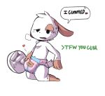  &lt;3 anthro balls brown_fur chest_tuft cub cum cum_in_diaper cumshot diaper ejaculation emmett_(sgtcarrotneko) fur greentext hand_on_diaper lagomorph looking_pleasured mammal orgasm rabbit sgtcarrotneko solo tagme tuft white_fur young 