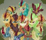  2018 ambiguous_gender autumn_blaze_(mlp) feral friendship_is_magic green_eyes grin group hi_res kirin looking_at_viewer my_little_pony queen_rain_shine_(mlp) smile spring_glow_(mlp) xduskstarx 