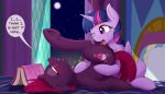  2018 anus ass_up bed blue_eyes blush broken_horn clitoral_winking clitoris cunnilingus cutie_mark dialogue digital_media_(artwork) duo english_text equine fearingfun feathered_wings feathers female female/female feral feral_on_feral fizzlepop_berrytwist_(mlp) friendship_is_magic hair hi_res hooves horn inside looking_pleasured lying mammal my_little_pony my_little_pony_the_movie on_back on_bed one_eye_closed open_mouth oral purple_eyes purple_hair pussy sex tempest_shadow_(mlp) text tongue tongue_out twilight_sparkle_(mlp) underhoof unicorn vaginal winged_unicorn wings 