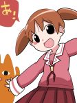  &lt;o&gt;_&lt;o&gt; a arm_up azumanga_daiou blush_stickers brown_hair chiyo_chichi commentary_request hammer_(sunset_beach) long_hair mihama_chiyo open_mouth outstretched_arms school_uniform skirt sleeves_past_wrists smile translation_request twintails 