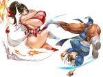  2girls ass capcom chun-li fight fire king_of_fighters multiple_girls muscular seinto_(metameter) shiranui_mai street_fighter veiny_breasts 