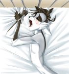  2018 alexey anthro bdsm bed bedroom bilai blush bondage bound cat collaboration digital_media_(artwork) eyes_closed feline hair handcuffs lying male mammal nude on_side open_mouth orgasm raised_arm sex shackles short_hair solo solo_focus wunderknodel 