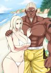  1boy 1girl a_(naruto) blonde_hair breast_grab breast_sucking breasts breasts_outside deep_skin eyes_closed facial_mark forehead_mark forehead_protector grabbing groping hetero huge_breasts naruto naruto_(series) naruto_shippuuden nekuraneko nipples orange_eyes raikage source_request tsunade 