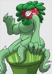  2018 big_breasts blush breasts digital_media_(artwork) female flora_fauna flower hair humanoid jyto looking_at_viewer mario_bros nintendo nipples not_furry nude piranha_plant plant simple_background smile solo teeth video_games 