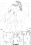  2girls bathroom blush breasts broom cleaning couple fuguriya happy imagination kawamura_reo large_breasts long_hair monochrome multiple_girls nipples official_art open_mouth peko sawaguchi_mai short_hair sitting small_breasts smile sono_hanabira_ni_kuchizuke_wo yuri 