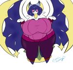  2018 absurd_res anthro belly big_belly big_breasts big_thighs breasts clothed clothing cosmicscourge fan_character female hi_res huge_breasts lunae_(cosmicscourge) lunala mature_female nintendo overweight overweight_female pok&eacute;mon pok&eacute;mon_(species) solo sweater sweatpants thick_thighs video_games voluptuous wide_hips wings 
