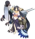  amazuyu_tatsuki arms_at_sides azur_lane black_hair blush boots breasts brown_eyes closed_mouth eyebrows_visible_through_hair full_body green_ribbon highres kuon_(utawareru_mono) long_hair long_sleeves looking_at_viewer low-tied_long_hair medium_breasts official_art ponytail ribbon rigging smile solo transparent_background utawareru_mono:_futari_no_hakuoro very_long_hair white_footwear 