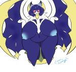  2018 absurd_res anthro areola belly big_areola big_belly big_breasts big_thighs blush breasts cosmicscourge embarrassed fan_character female hi_res huge_breasts lunae_(cosmicscourge) lunala mature_female navel nintendo nipples nude overweight overweight_female pok&eacute;mon pok&eacute;mon_(species) solo thick_thighs video_games voluptuous wide_hips wings 