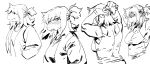  2018 anthro arms_above_head aruurara blush clothed clothing deltarune digital_media_(artwork) female hair mammal monochrome multiple_poses pose reptile scalie simple_background solo susie_(deltarune) video_games 