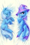  2018 absurd_res cape clothing cutie_mark dakimakura_design digital_media_(artwork) equid equine eyes_closed female feral friendship_is_magic grin hat hi_res hooves horn looking_at_viewer lying mammal my_little_pony on_side smile taneysha trixie_(mlp) unicorn 