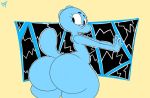 2019 abstract_background anthro big_butt blue_fur butt butt_pose cartoon_network domestic_cat felid feline felis female fur looking_back mammal mature_female neom-daddy nicole_watterson nude rear_view simple_background solo the_amazing_world_of_gumball voluptuous wide_hips yellow_background 