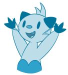  2018 absurd_res ambiguous_gender blue_and_white blue_theme dewott digital_drawing_(artwork) digital_media_(artwork) empty_eyes fur happy hi_res monochrome nintendo open_mouth open_smile pok&eacute;mon pok&eacute;mon_(species) raised_arm simple_background smile solo tastelesssandwiches video_games whiskers white_background 