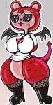  :3 big_breasts black_eyes blush breasts cartoon_network clothing female fishney_stockings footwear foster&#039;s_home_for_imaginary_friends fur high_heels imaginary_friend mabel_licorice mammal pink_skin red_fur shoes thick_thighs unknown_artist ursid wings 
