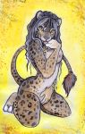  breasts felid female grey_hair hair hybrid jaguar kneeling lion mammal pantherine shiverz solo 