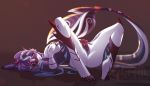  anthro arched_back big_breasts breasts dragon female ghostli hair looking_at_viewer lying masturbation nude on_back pussy smile solo thick_thighs 