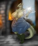  2019 anthro areola argonian big_breasts big_butt breasts butt cleavage clothed clothing digital_media_(artwork) dizzyknight feet female hi_res horn magic nipples reptile scalie skyrim solo the_elder_scrolls thick_thighs video_games voluptuous wide_hips 