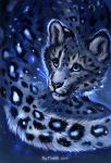  2019 ambiguous_gender blue_eyes digital_media_(artwork) felid feral flashw fur leopard mammal pantherine solo spots spotted_fur whiskers white_fur 