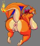  2016 anthro anus areola big_breasts big_butt breasts butt erect_nipples female hi_res huge_breasts huge_butt mega_charizard mega_charizard_y mega_evolution membranous_wings nintendo nipples non-mammal_breasts pok&eacute;mon pok&eacute;mon_(species) puffy_anus pussy rear_view scalie slightly_chubby smile solo source_request thecon thick_thighs video_games voluptuous wide_hips wings 