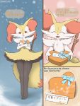  2018 anthro braixen chest_tuft cold crocodiler_owen dipstick_tail female fluffy fluffy_tail happy heart_box hi_res inner_ear_fluff multicolored_tail nintendo pok&eacute;mon pok&eacute;mon_(species) ribbons stick tuft video_games 