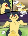  ambiguous_gender blue_eyes comic feral imminent_rape kaiizree nintendo pok&eacute;mon pok&eacute;mon_(species) red_eyes sandshrew size_difference text typhlosion video_games 