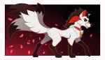  2019 black_hair canid canine collar digital_media_(artwork) feral fox fur hair hi_res male mammal mystery_(mystery_skulls) mystery_skulls paws red_eyes red_hair smile solo standing white_fur yakovlev-vad 