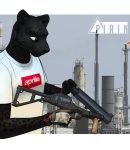  2019 5_fingers anthro clothed clothing digital_media_(artwork) felid fur grenade_launcher hi_res holding_object holding_weapon leopard male mammal pantherine pirin-apex ranged_weapon solo spots spotted_fur weapon 