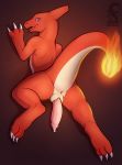  animal_genitalia animal_penis anus barefoot blush butt charmeleon claws cum cum_on_penis cute_fangs erection fangs feral fire genital_slit hi_res horn long_penis looking_at_viewer looking_back lying male nintendo nude on_front open_mouth penis pink_penis pok&eacute;mon pok&eacute;mon_(species) precum presenting presenting_anus presenting_hindquarters presenting_penis reptile scalie sharp_claws slit smile solo ssssnowy tapering_penis teal_eyes toe_claws tongue video_games 