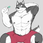  abs arm_pits armpit_hair buffrou bulge canid canine canis clothing dessert domestic_dog eyewear food fur glasses ice_cream male male/male mammal muscular navel nipples penis popsicle radcanine underwear 