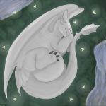  2019 absurd_res belly big_belly blush digital_media_(artwork) dragon dragonsaviour female hi_res how_to_train_your_dragon light_fury looking_at_viewer lying nubless paws pregnant shy wings 
