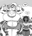  &lt;3 abs anthro athletic big_breasts breasts chalo dialogue domestic_cat english_text felid feline felis female flexing fur hair huge_breasts las_lindas mammal muscular muscular_female pantherine rachael_saleigh sketch snow_leopard text thick_thighs tila_sunrise voluptuous wide_hips 