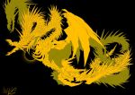  aura black_background black_hole_(space) claws dragon dragon_horns eldritch_abomination ghidorah_(godzilla:_the_planet_eater) giant giant_monster glowing godzilla:_planet_of_the_monsters godzilla:_the_planet_eater godzilla_(series) gold horns kaijuu king_ghidorah monster multiple_heads no_eyes no_humans open_mouth plaguebr scales sharp_teeth space tail teeth wings 