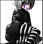  &lt;3 animatronic arm_warmers armwear black_body blush breasts butt clothed clothing crossgender datfurrydude female five_nights_at_freddy&#039;s five_nights_at_freddy&#039;s_2 hair happy hi_res humanoid knee_socks legwear looking_at_viewer looking_back machine marionette_(fnaf) naughty_face not_furry nude presenting presenting_pussy puppet_(fnaf) pussy robot short_hair simple_background smile socks solo stockings striped_legwear striped_socks stripes thigh_highs tongue tongue_out topless video_games white_hair 