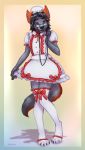  absurd_res anthro asheraart canid canine canis clothed clothing crossdressing dress hi_res lolita_(fashion) male mammal pinup pose solo wolf 
