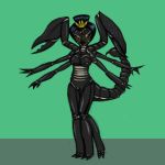  2016 2_toes 3_fingers 4_legs 6_arms abdomen anthro arachnid arthropod biped black_abdomen black_exoskeleton black_eyes black_hair black_pussy blush breasts claws colored_sketch crown digital_drawing_(artwork) digital_media_(artwork) embarrassed emperor emperor_scorpion exoskeleton eyelashes eyeshadow female flustered front_view full-length_portrait green_background hair hair_accessory hair_bun lipstick lonelyworld long_abdomen makeup mandibles medium_breasts multi_eye multicolored_exoskeleton nipples non-mammal_breasts nude open_mouth open_smile pincers portrait pseudo_pupils pussy royalty scorpion scorpion_tail scorpionid sharp_teeth short_hair shy simple_background smile solo spread_arms standing stinger teeth toes two_tone_abdomen two_tone_exoskeleton white_abdomen white_exoskeleton white_nipples yellow_blush yellow_eyeshadow yellow_lipstick 