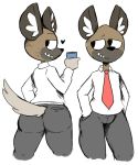  &lt;3 2018 anthro big_butt butt clothed clothing elchilenito haida hyaenid male mammal pants shirt simple_background spotted_hyena white_background 