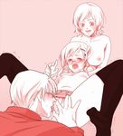  1boy 2girls alfred_jones america america_(hetalia) arthur_kirkland axis_powers_hetalia blush breasts clothed_sex england england_(hetalia) genderswap glasses group_sex hair_ornament hairclip kneehighs messy_hair multiple_girls oral rule_63 saliva threesome twintails united_kingdom_(hetalia) 