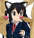  animal_ears azusa_nakano black_hair cat_ears censored k-on! long_hair nakano_azusa omeyokan penis school_uniform 