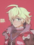  1boy ahoge blonde_hair blue_eyes fujimoto_hideaki glasses jacket looking_at_viewer male_focus nintendo short_hair shulk smile solo xenoblade_(series) xenoblade_1 