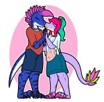  absurd_res anthro dinosaur female hi_res ikakins kissing male male/female reptile rick_arthur scalie suss_(fbr) 
